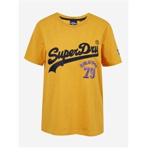 Žluté dámské tričko s potiskem Superdry