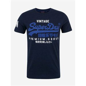 Tmavě modré pánské tričko s potiskem Superdry