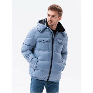 Světle modrá pánská zimní bunda Ombre Clothing C518