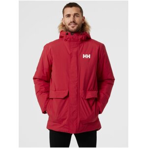 Červená pánská zimní parka s kapucí a umělým kožíškem HELLY HANSEN Classic Parka