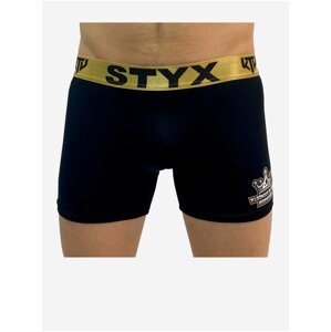 Pánské boxerky Styx / KTV long sportovní guma černé - zlatá guma
