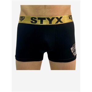 Pánské boxerky Styx / KTV sportovní guma černé - zlatá guma