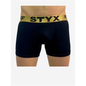Pánské boxerky Styx / KTV long sportovní guma černé - zlatá guma