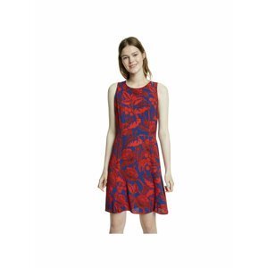 Červeno-tmavě modré dámské květované šaty Desigual Wels
