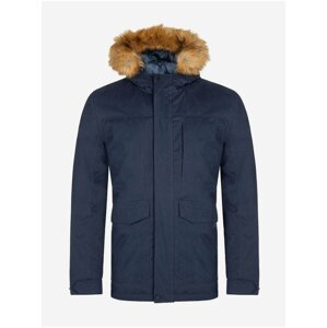 Tmavě modrý pánský zimní kabát s umělým kožíškem Loap Natan