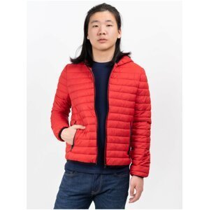 Červená pánská prošívaná bunda s kapucí Trussardi Jeans