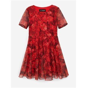 Červené holčičí květované šaty Desigual Aina