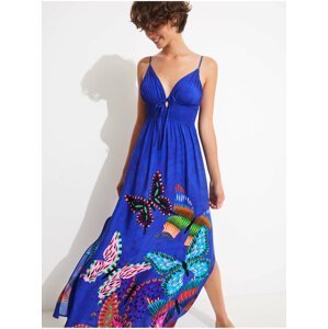 Modré dámské letní maxi šaty Desigual Belén