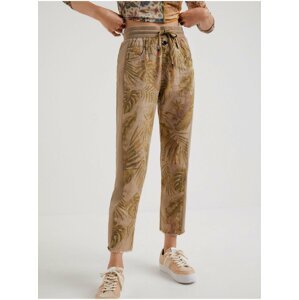 Khaki dámské vzorované kalhoty Desigual Jungle