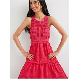 Růžové dámské šaty s madeirou Desigual Mina