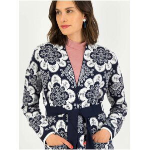 Bílo-modrý dámský vzorovaný cardigan Blutsgeschwister La Boheme Carpet