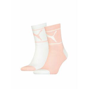 Sada dvou párů dámských ponožek v bílé a světle růžové barvě Puma