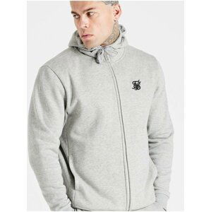 Šedá pánská mikina SikSilk HOODIE NECK FUNNEL THROUGH ZIP CORE