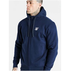 Tmavě modrá pánská mikina SikSilk HOODIE NECK FUNNEL THROUGH ZIP CORE