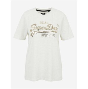 Krémové dámské tričko s potiskem Superdry Boho Sparkle Tee