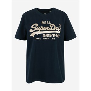 Tmavě modré dámské tričko s potiskem Superdry Boho Sparkle Tee