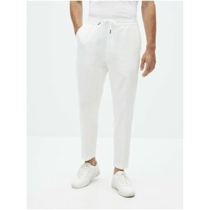 Bílé pánské zkrácené lněné kalhoty Celio Romero3