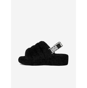 Černá dámská domácí obuv z ovčí kožešiny UGG Fluff Yeah Slide