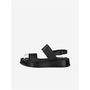 Černé kožené sandály Tamaris