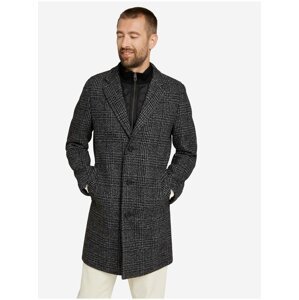 Tmavě šedý pánský vlněný kabát Tom Tailor
