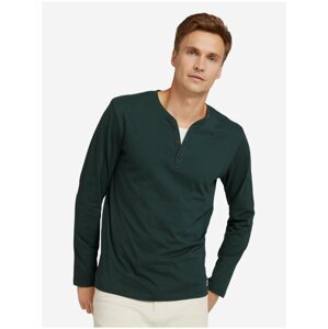 Tmavě zelené pánské tričko s knoflíky Tom Tailor