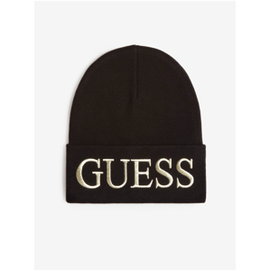 Černá dámská zimní čepice s nápisem Guess