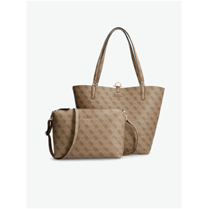 Světle hnědý dámský vzorovaný shopper Guess Alby