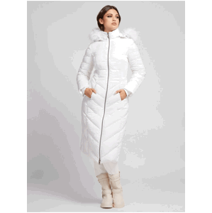 Bílý dámský prošívaný kabát s odepínací kapucí Guess Caterina