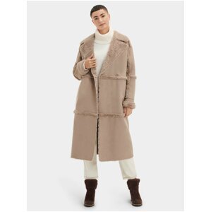 Béžový dámský zimní dlouhý kabát UGG Takara