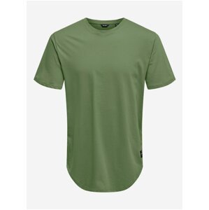 Zelené prodloužené basic tričko ONLY & SONS Matt