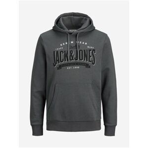 Tmavě šedá vzorovaná mikina s kapucí Jack & Jones Logo