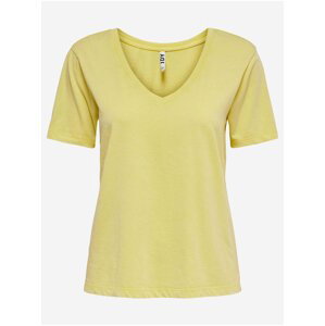 Žluté basic tričko Jacqueline de Yong Farock