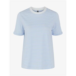 Bílo-modré pruhované tričko Pieces Ria