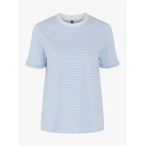 Bílo-modré pruhované tričko Pieces Ria