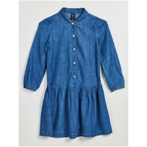 Modré holčičí džínové šaty s volánem GAP