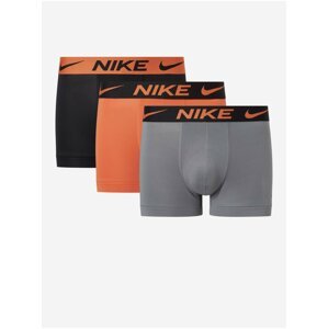 Sada tří pánských boxerek v černé, oranžové a šedé barvě barvě Nike