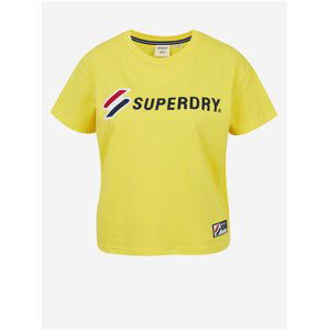 Žluté dámské tričko s potiskem Superdry Sportstyle Graphic Boxy Tee