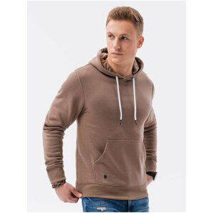 Hnědá pánská mikina s kapucí Ombre Clothing B979 basic