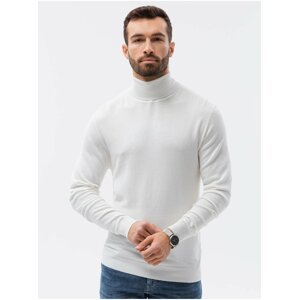 Bílý pánský svetr s rolákem Ombre Clothing E179 basic basic