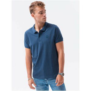 Tmavě modré pánské basic polo tričko Ombre Clothing