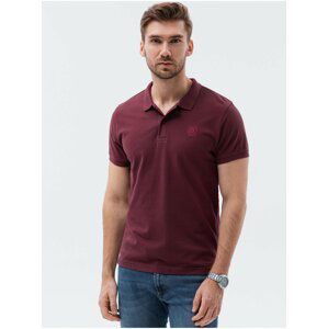 Vínové pánské polo tričko bez potisku Ombre Clothing S1374 basic