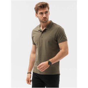 Khaki pánské polo tričko s logem Ombre Clothing S1374 basic basic