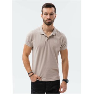 Béžové pánské polo tričko bez potisku Ombre Clothing S1374 basic basic