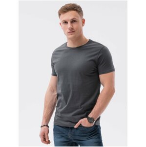 Tmavě šedé pánské tričko bez potisku Ombre Clothing S1370 basic