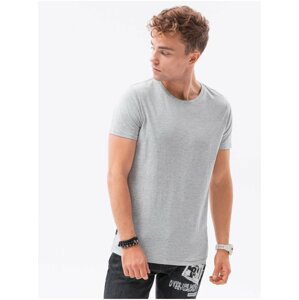 Světle šedé pánské tričko bez potisku Ombre Clothing S1370 basic basic