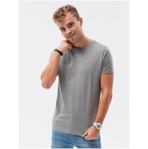 Šedé pánské tričko bez potisku Ombre Clothing S1370 basic basic