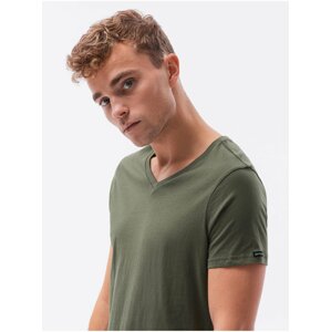 Khaki pánské tričko bez potisku Ombre Clothing S1369 basic basic