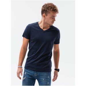 Tmavě modré pánské tričko bez potisku Ombre Clothing S1369 basic basic