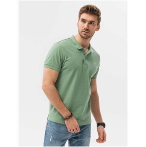 Zelené pánské polo tričko bez potisku Ombre Clothing S1374 basic basic