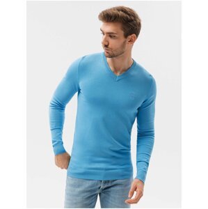 Světle modrý pánský basic svetr Ombre Clothing